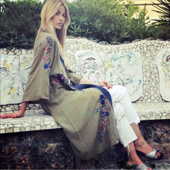 NEW Boho Gypsy Embroidered Robe Kimono Cover Up - Picture 5 of 7